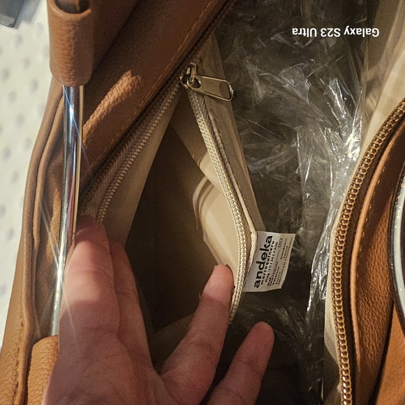 Plaid Handbag - Brown and Cream - Picture 12 of 16